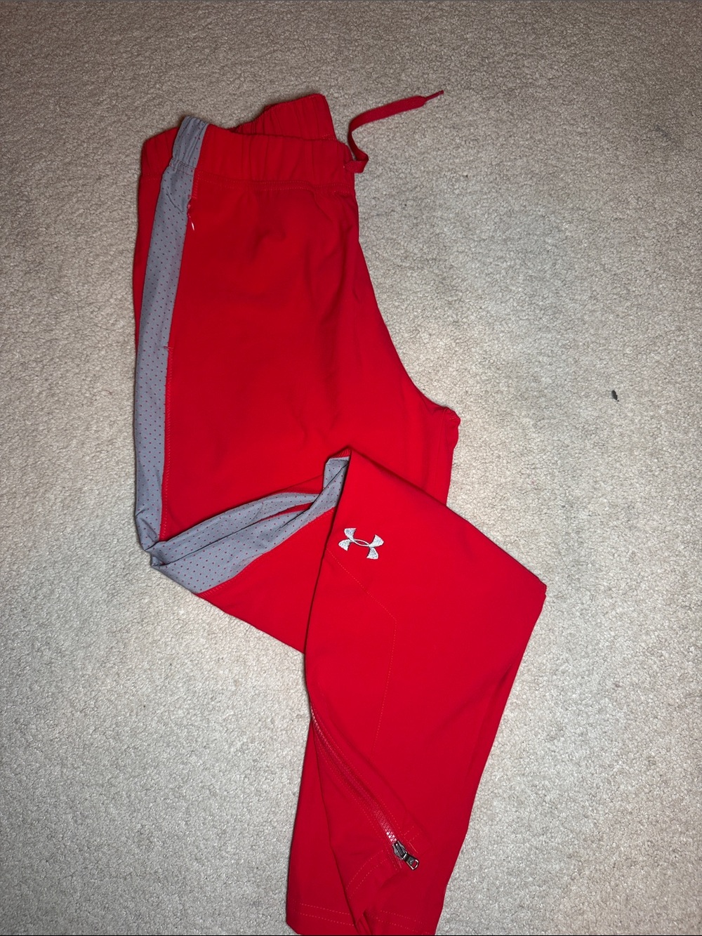 Under Armour Red Jogger Sweatpants with Gray Panels
